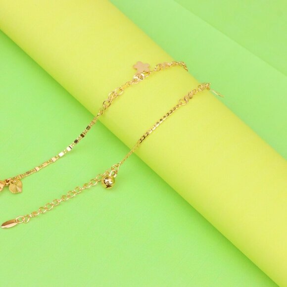 "Rose Gold Plated Anklet with Mixed Charms and Elegant Detailing, XPAL1060 - Picture 2 of 12